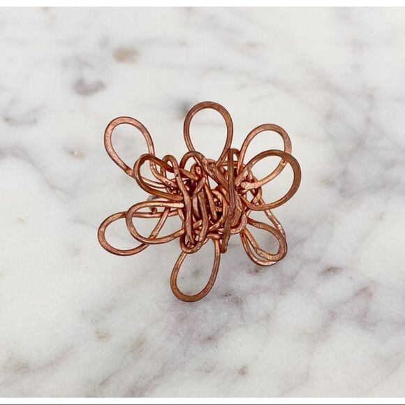 HANDMADE Rose Gold Metal Flower Ring - Picture 1 of 2